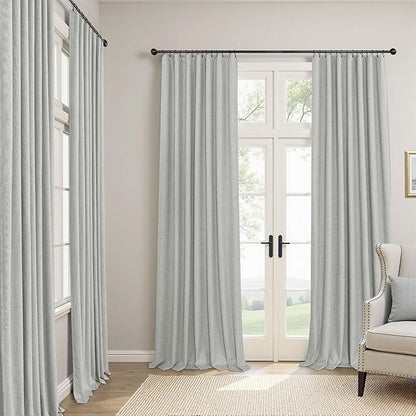 Pitalk 54 Inch Curtains 2 Panel Set 100% Blackout Linen Textured Room Darkening Thermal Insulating Curtain for Bedroom Winter Summer Heat Blocking Draft Kitchen Bathroom 54 Inches Long Light Grey Gray