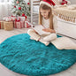 OLANLY Teal Round Rugs for Bedroom - Machine Washable, 4 ft Circle Area Rugs for Living Room, Soft and Fluffy Shaggy Carpet for Teen Girl and Boys, Nursery Rooms, Dorms, Home Decor Aesthetic