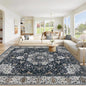 Area Rug 8x10 Washable Rug, Vintage Boho Medallion Rugs Non-Slip Soft Low Pile Large Distressed Rug Indoor Retro Carpet for Living Room Bedroom Dining Room Home Office (Vintage Black, 8'x10')
