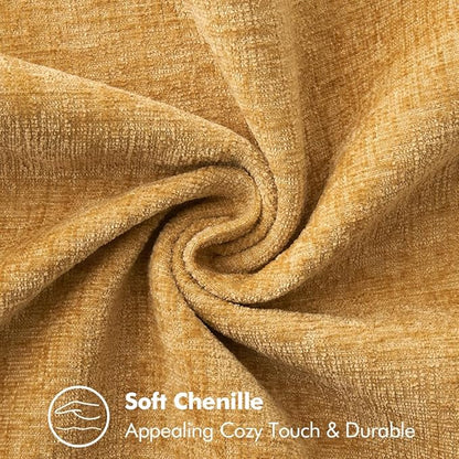MIULEE Pack of 2 Couch Throw Pillow Covers 20x20 Inch Gold Farmhouse Decorative Pillow Covers with Stitched Edge Soft Chenille Solid Dyed Fall Pillow Covers for Sofa Bed Living Room