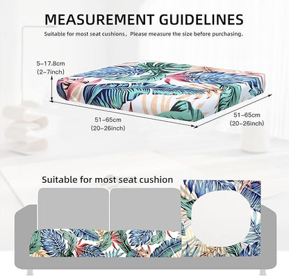 8Pcs Outdoor Cushion Covers, Patio Cushion Covers,Stretch Elastic Slipcovers, Replacement Washable & Reusable Furniture Protector for Patio Couch(Tropical Style,Cover Only)