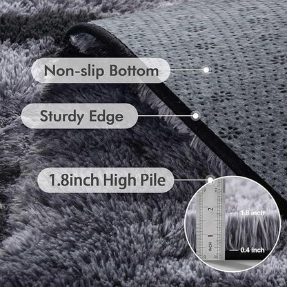 4x6 Ft Shag Rugs for Bedroom Living Room, Tie-Dyed Ultra Soft Fluffy Furry Area Rugs for Indoor Floor, Aesthetic Carpet for Kids Home Decor (Black)