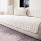 Velvet Couch Cover, Washable Sectional Sofa Cover, Anti Slip Sofa Slipcover for 3 Cushion Couch Sofa L Shaped Armrest Backrest, Furniture Protector Covers for Pets Kids(White, Only 1 PCS)