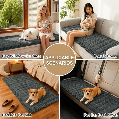 hyha Couch Covers for Dogs Washable, Non Slip Plush Dog Sofa Protectors, Fuzzy Pet Couch Covers for 3 Cushion Sofa Pet Friendly (Dark Grey, 27.6" x 88")