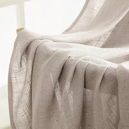MIULEE Natural Linen Curtains 96 Inches Long 2 Panels for Bedroom Living Room, Soft Linen Textured Window Drapes Semi Sheer Light Filtering Back Tab Rod Pocket Farmhouse Modern Burlap Look Decor