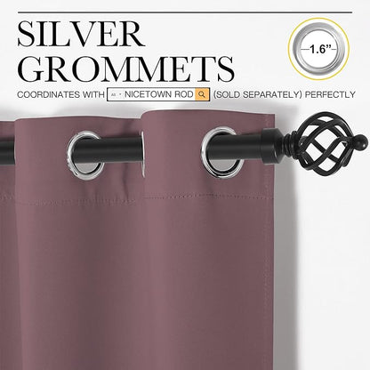 NICETOWN Dry Rose Blackout Curtains 120" Long for Office, Dining Room, Guest Room, 55" Wide, 2 Pieces, Sound Reducing Heat and Cold Block Curtain Panels for Modern Room Decorative