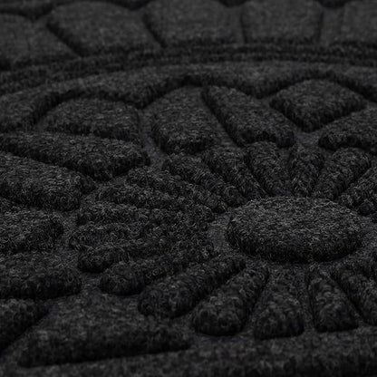 Mohawk Home Entryway Door Mat 2' X 3' All Weather Outdoor Non Slip Recycled Rubber Doormat, Rope Impressions Black