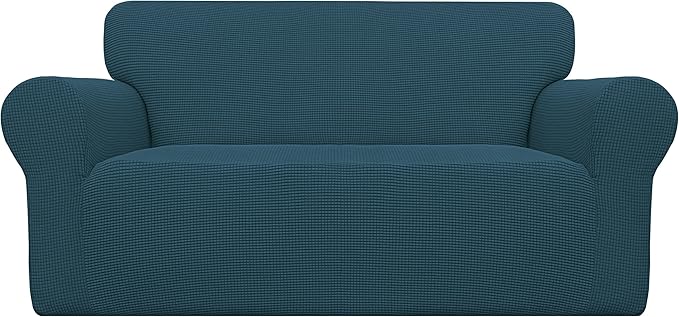 Easy-Going Stretch Oversized Loveseat Slipcover 1-Piece Sofa Cover Furniture Protector Couch Soft with Elastic Bottom for Kids Polyester Spandex Jacquard Fabric Small Checks Deep Teal