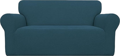 Easy-Going Stretch Oversized Loveseat Slipcover 1-Piece Sofa Cover Furniture Protector Couch Soft with Elastic Bottom for Kids Polyester Spandex Jacquard Fabric Small Checks Deep Teal
