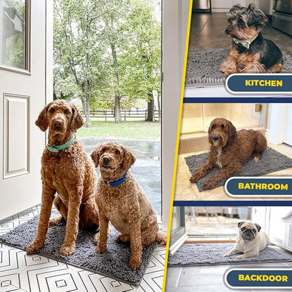 Muddy Mat® | Super Absorbent Door Mat Indoor, Microfiber Quick Dry Chenille Entryway Rug, Non-Slip Front Door Mat, Indoor Mats for Entryway, Machine Washable Pet Rug, Grey 60"x24"