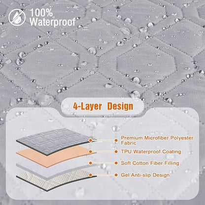 VANSOFY Waterproof Recliner Couch Covers, Sofa Covers 1-Piece Washable Reclining Sofa Cover Non-Slip Furniture Protector with Elastic Straps Pocket for Dogs, Pets(Light Gray,3 Seater)