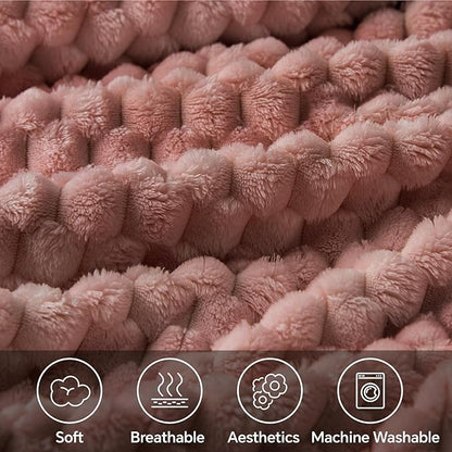 BEDELITE Fleece Blanket - 3D Jacquard Decorative Dusty Pink Throw Blankets for Couch & Bed, Soft and Cozy Warm Plush Fluffy Blanket All Seasons Suitable, 50x60Inches
