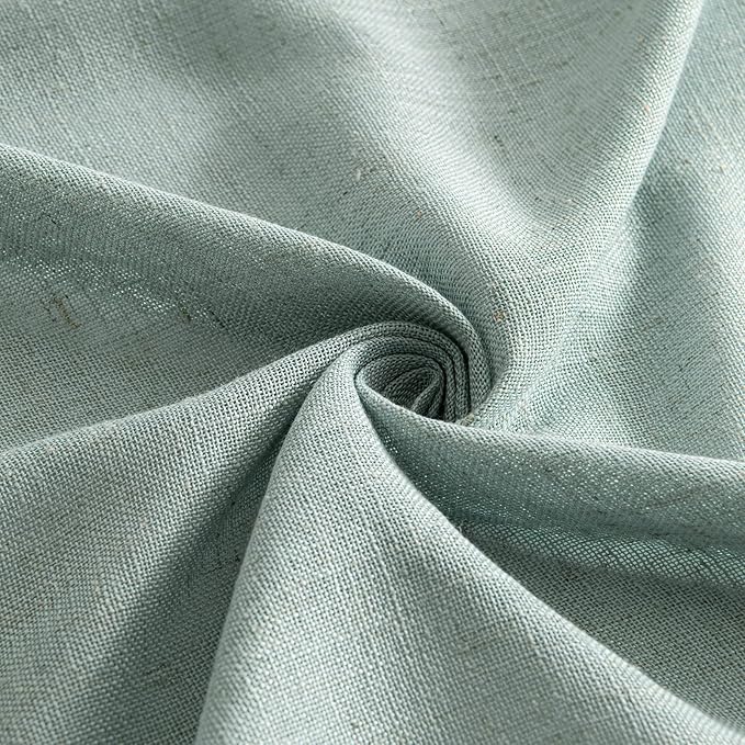 MIULEE Sea Green Linen Curtains 90 Inch Long for Bedroom Living Room, Soft Thick Linen Textured Window Drapes Semi Sheer Light Filtering Back Tab Rod Pocket Burlap Look Aqua Decor, 2 Panels