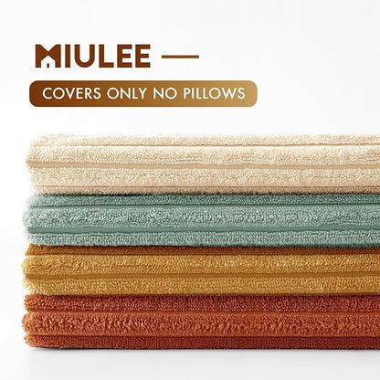 MIULEE Boho Farmhouse Throw Pillow Covers 18x18 Inch Set of 4 Summer Modern Natural Decorative Cushion Covers Soft Corduroy Home Decor for Spring Couch Bed Sofa Living Room Teal-Rust Gradient Series