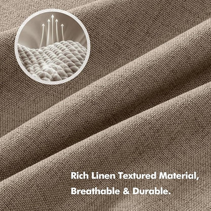 MIULEE 100% Blackout Linen Curtains for Bedroom, Brown Solid Luxury Decor Thermal Insulation Room Darkening Drapes for Living Room Nursery Back Tab Rod Pocket 42 x 90 Inches, 2 Panels