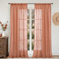 BGment Terracotta 96 Inches Long Linen Curtains for Living Room, Semi Sheer Window Drapes Rustic Textured for Farmhouse Bedroom Dining Room Rod Pocket Boho Lightweight, 2 Panels Set, Each 52 Inch Wide