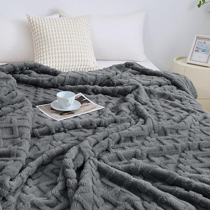 Aganear Blanket Queen Size - Washed Fuzzy Cozy Soft Lightweight Blankets for Couch, Sofa, Bed, Office, Breathable and Skin-Friendly Blanket for All Season Accessories(90"x90", Gray)