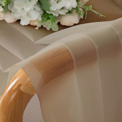 OWENIE Sheer Curtains 72 Inches Long for Bedroom Living Room, Rod Pocket Fimly Solid French Door Curtains Set of 2, Elegant Taupe Voile Curtains Panels Window Treatments, 42" Width