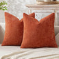 MIULEE Pack of 2 Fall Burnt Orange Decorative Pillow Covers 16x16 Inch Soft Chenille Couch Throw Pillows Farmhouse Cushion Covers for Home Decor Sofa Bedroom Living Room