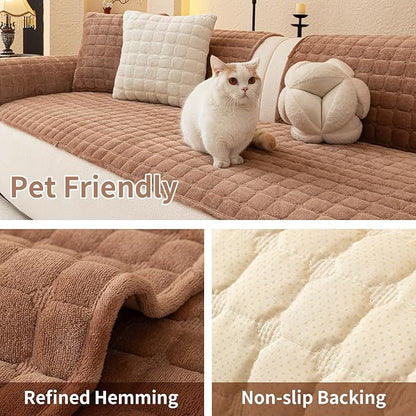 Velvet Couch Covers for Dogs, Dog Sectional Couch Covers, Pet Couchs Cover for Loveseat, Couchs Protector for Dogs, Sectional Sofa Cover for Pet Washable(1PC,Dark Brown,27.6"×59")