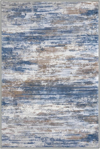 KOZYFLY Small Area Rug 2x3 Rug Entryway Rugs Modern Abstract Indoor Non-Slip Machine Washable Rug, Dining Room Rug with Soft Low Pile for Living Room Bath Office Small Carpet Floor Mats Blue Rust