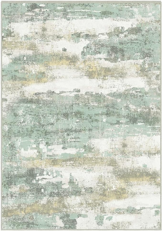 BEIMO Area Rugs 5x8 for Living Room Bedroom, Modern Abstract Machine Washable Large Light Green Rug Soft Rug, Low Pile Floor Carpet with Non Slip Backing for Dining Room