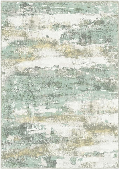 BEIMO Area Rugs 5x8 for Living Room Bedroom, Modern Abstract Machine Washable Large Light Green Rug Soft Rug, Low Pile Floor Carpet with Non Slip Backing for Dining Room
