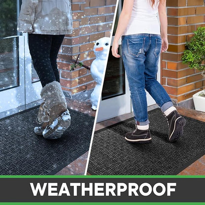 Mibao Front Door Mat, Heavy Duty Durable Welcome Mat for Outdoor Indoor, Dirt Trapper Waterproof Super Absorbent Door Mat for Entryway Outside Patio Porch, 47" x 24", Gray