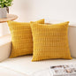 Pack of 2 Corduroy Decorative Throw Pillow Covers 20x20 InchSoft Boho Striped Pillow Covers Modern Farmhouse Home Decor for Sofa Living Room Couch Bed（Yellow）