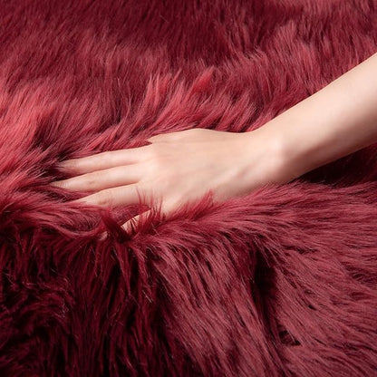 Ashler faux fur rug, Fluffy Shaggy Area Rug Ultra Soft 2 x 3 Feet Sheepskin Fur Rug, Deep Red Fuzzy Rug Machine Washable Shag Rug, Nursery Decor Throw Rugs for Bedroom, kids room, Living Room