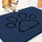 Smiry Dog Door Mat for Muddy Paws, Absorbent Dirt Trapper Non Slip Quick Dry Washable Chenille Mat for Mud Dogs, Entry Rug for Indoor and Outdoor (30x20 Inches, Dark Blue and Black)