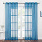 NICETOWN Sheer Curtains for Bedroom Windows 84 inch Length, Grommet Casual Voile Sheer with Light Filter Window Treatments for Nursery/Living Room, Turquoise, Set of 2, 54" Wide