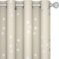 Deconovo Designer Series Silver Cubic Print Room Darkening Curtains for Living Room Bedroom Sliding Glass Door, Light Beige, 52W x 95L Inches Long, 2 Panels