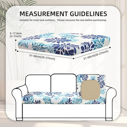 8Pcs Stretch Patio Cushion Covers,Outdoor Couch Covers Replacement,Outdoor Couch & Sofa Slipcovers,for Patio Furniture Cushion Covers,Washable Reusable Furniture Protector(Blue Flower,Cover Only)