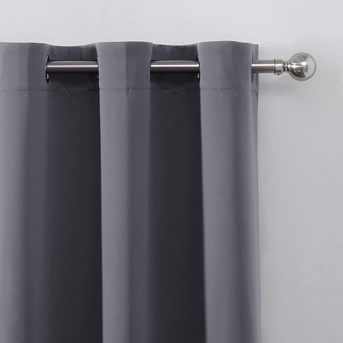 LEMOMO Blackout Curtains 52 x 84 Inch Long Grey Curtains Set of 2 Panels Thermal Insulated Room Darkening Curtains for Bedroom