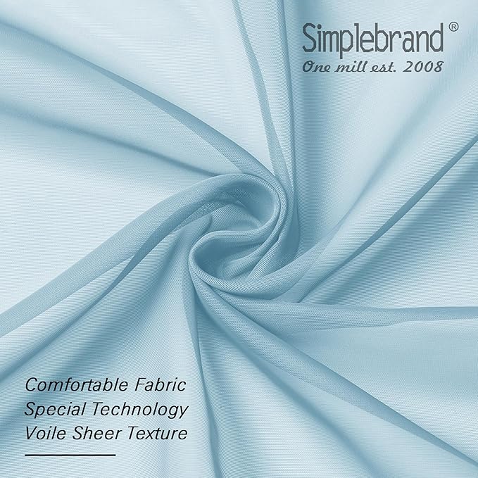 Simplebrand Sky Blue Sheer Curtains 84 Inches Long, Light Filtering Rod Pocket Solid Color Window Sheer Curtain Panels, Elegant Curtains & Drapes for Living Room, Bedroom 2 Panels (42" W x 84" L)