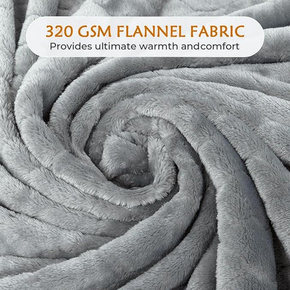 TOONOW Fleece Bed Blanket King Size 90x108 inches, Super Soft Fluffy Fuzzy Plush Blanket Geometric Pattern Cozy Microfiber Flannel Blankets for Couch, Bed, Sofa, Light Grey