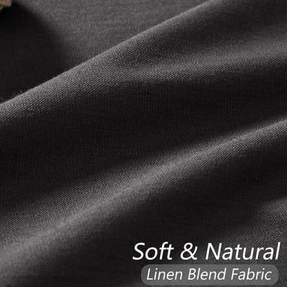 Guken Black 100% Blackout Linen Curtains 72 Inch Length 2 Panels Set for Living Room Bedroom Back Tab Thermal Insulated 100% Black Out Drapes Room Darkening Window Curtains 72 Inches Long