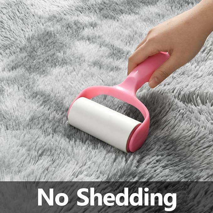 Deerhoo Large Shag Area Rugs 5 x 8, Tie-Dyed Plush Fuzzy Rugs for Living Room, Ultra Soft Fluffy Furry Rug for Bedroom, Indoor Carpet Nursery Rugs for Kids Room Home Decor, Light Grey