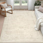 6x9 Area Rugs for Living Room: Vintage Boho Neutral Washable Rug Indoor Soft Large Area Rug Carpet for Bedroom Nursery Farmhouse Dining Room Office Floor Non-Slip Low Pile Under Table Rug Dark Beige