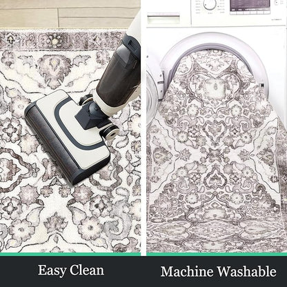 HEBE Hallway Runner Rug 2'x6' Washable Vintage Distressed Area Rugs Non Slip Laundry Rug Runner Boho Floor Carpet Runners for Hallways Entryway Laundry Room Kitchen Bathroom