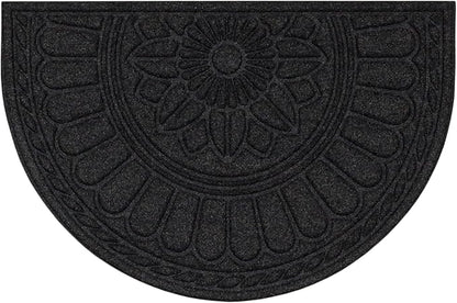 Mohawk Home Entryway Door Mat 2' X 3' All Weather Outdoor Non Slip Recycled Rubber Doormat, Rope Impressions Black
