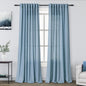 Nanspring Blue Semi Sheer Linen Curtains 84 inch Length for Living Room Back Tab Modern Farmhouse Coastal Decor Stone Dusty Blue Cotton Textured Gauze Curtains for Dining Room Bedroom Blue Grey
