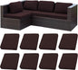 8Pcs Stretch Patio Cushion Covers,Outdoor Couch Covers Replacement,Outdoor Couch & Sofa Slipcovers,for Patio Furniture Cushion Covers,Washable Reusable Furniture Protector (Coffee,Cover Only)