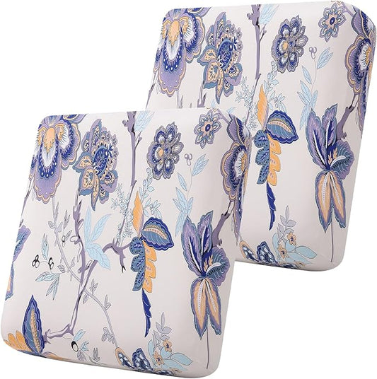 Smiry Printed Couch Cushion Covers, Stretch Soft Couch Covers for Sofa, Washable Non-Slip Sofa Slipcover Furniture Protector for Indoor and Outdoor (2 Pack, Beige)