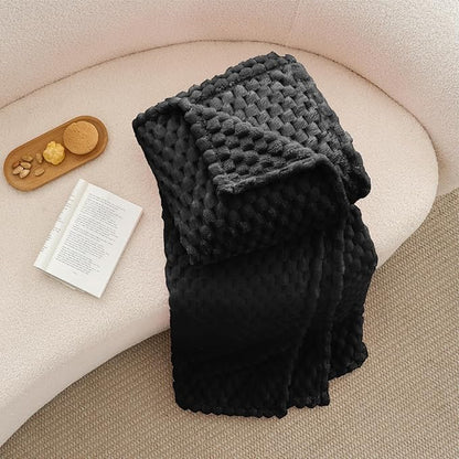 BEDELITE Fleece Blanket Twin Size for Bed Couch, 3D Jacquard Decorative Black Throw, Soft and Cozy Warm Plush Fuzzy Blanket All Seasons Suitable, 60x80Inches