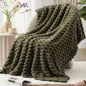 EXQ Home Fleece Throw Blanket for Couch and Bed, 3D Imitation Large Turtle Shell Jacquard Decorative Blankets, Plush Lightweight Fuzzy Flannel Blanket Suitable for All Seasons (50"×60",Moss Green)