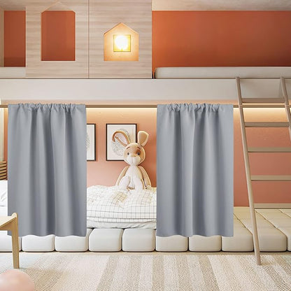 RYB HOME Half Curtain Tiers 36 inch Length, Rod Pocket Summer Heat Blocking Thermal Insulated Short Blackout Curtains for Small Window, Width 34 by Length 36, Silver Grey, 2 Panels