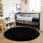 6‘x6’ Black Round Rug for Bedroom, Ultra Soft Fluffy Circle Rug for Kids Girls Boys Room, Cute Shag Rugs for Living Room Playroom Teen Room Home Decor Rug