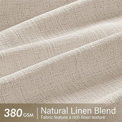 MIULEE Pinch Pleated Thick Linen Curtains 108 Inches Length 2 Panels for Living Room Bedroom, Extra Long Pinch Pleat Drapes Back Tab Light Filtering Cream Ivory Foor to Ceiling Curtains with Hooks